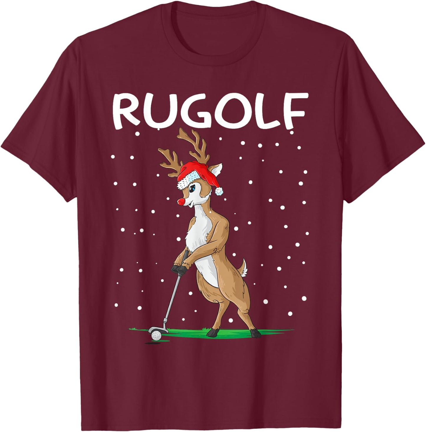 Funny Rugolf Reindeer Christmas Golf T-Shirt - T-Shirt | Maroon
