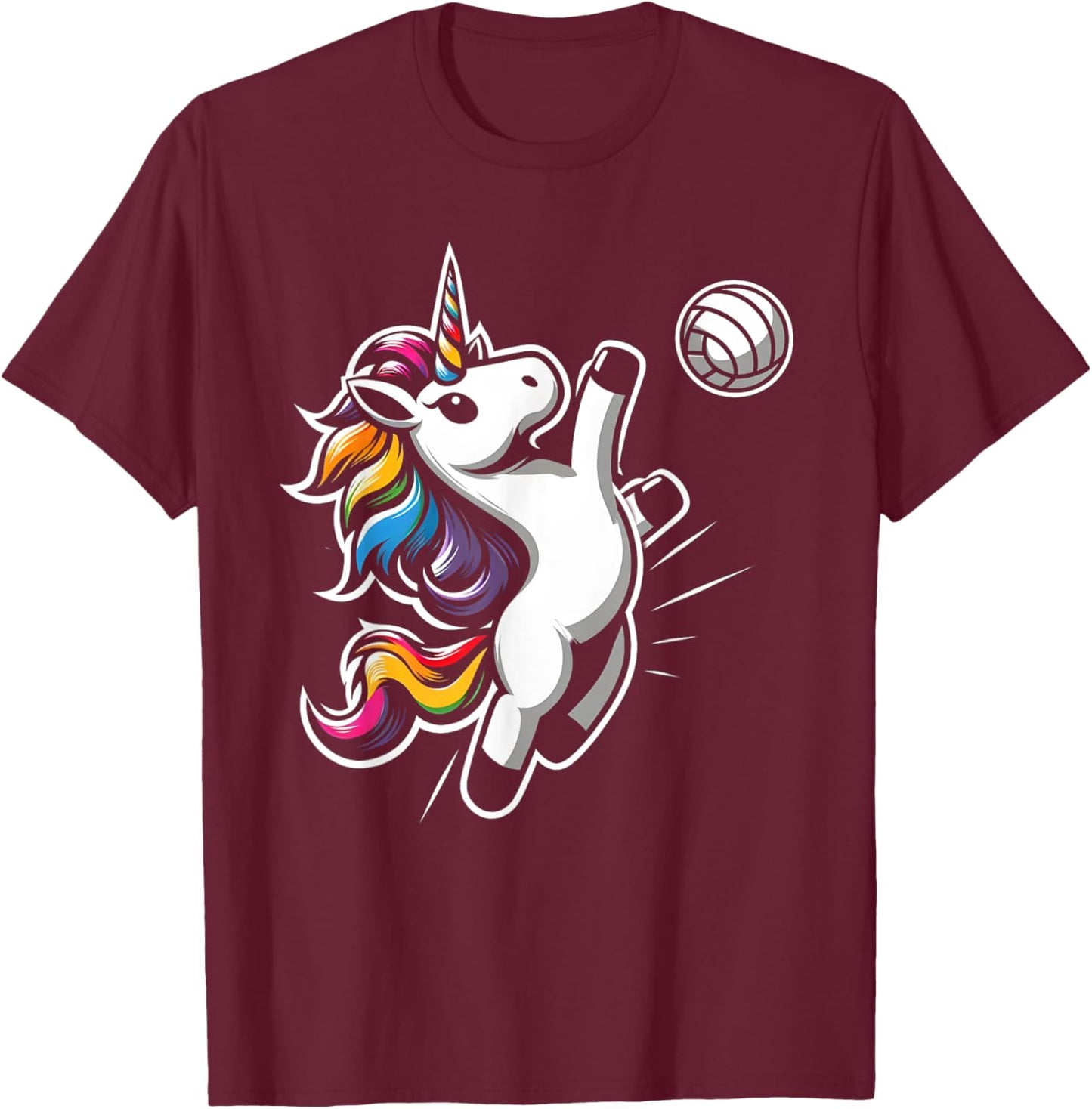 Unicorn Volleyball - Funny and Cute Sport Volleycorn T-Shirt - T-Shirt | Maroon