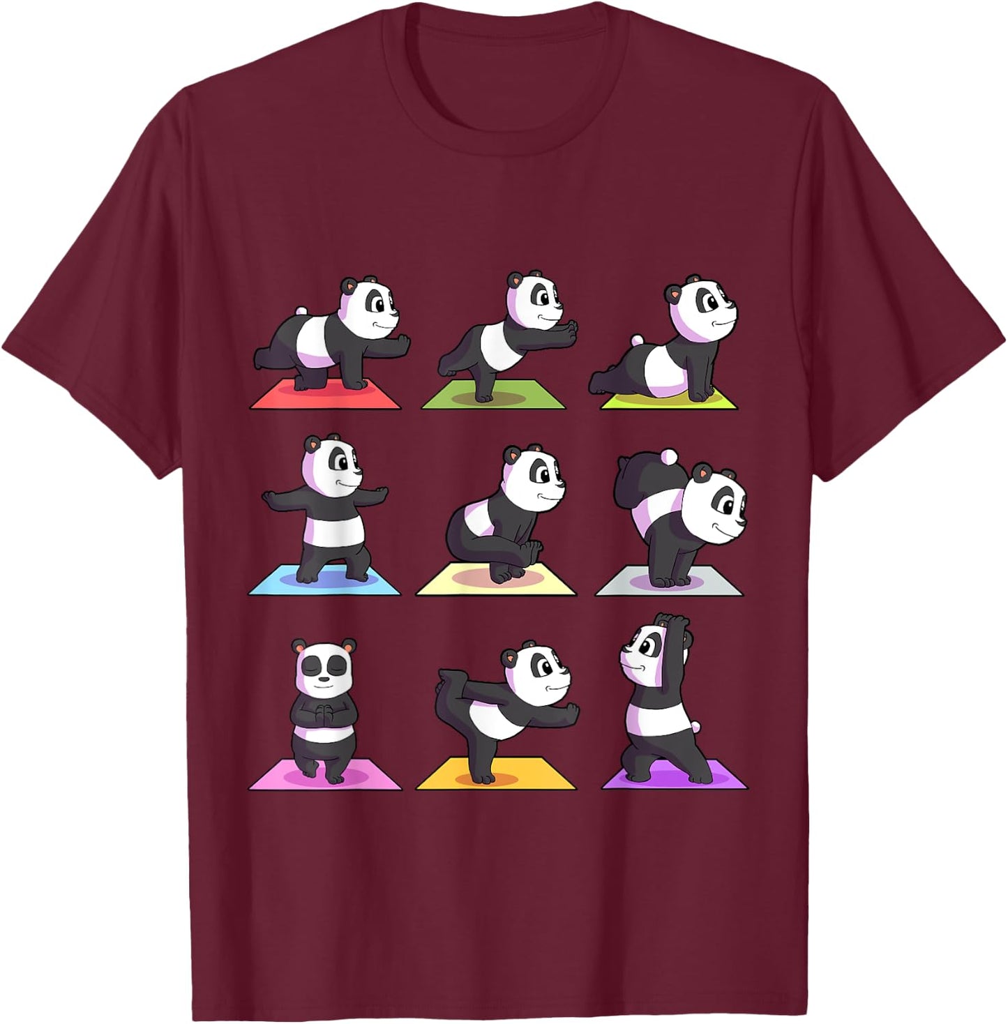 Panda Yoga Shirt Women Panda Lover Gift Girls Meditation T-Shirt - T-Shirt | Maroon