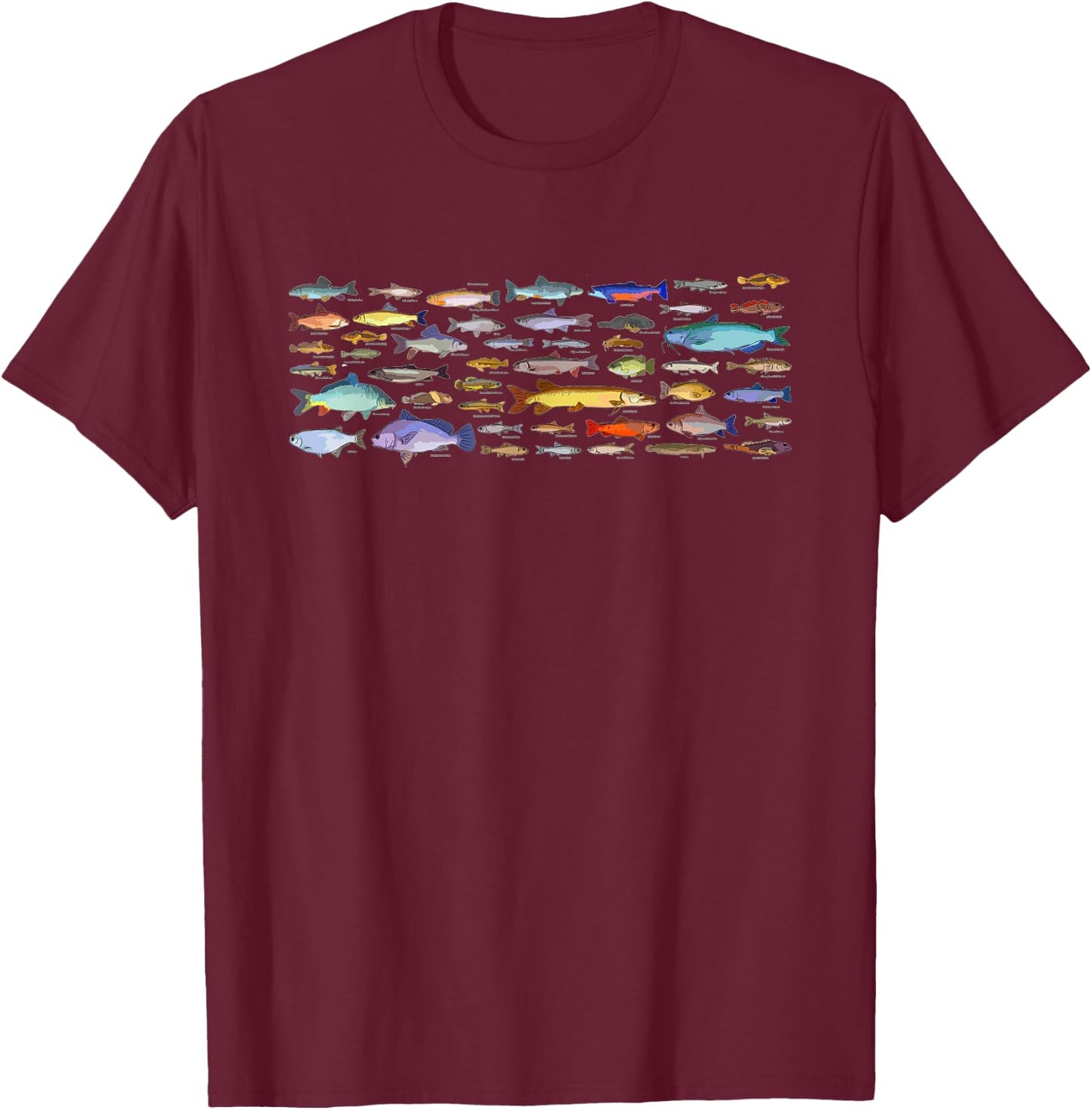 Types Of Freshwater Fish Species Biology Fishing T-Shirt - T-Shirt | Maroon