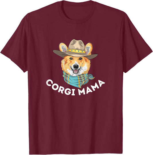 Corgi Mama - Cute Welsh Corgi Owner Dog Lover T-Shirt - T-Shirt | Maroon