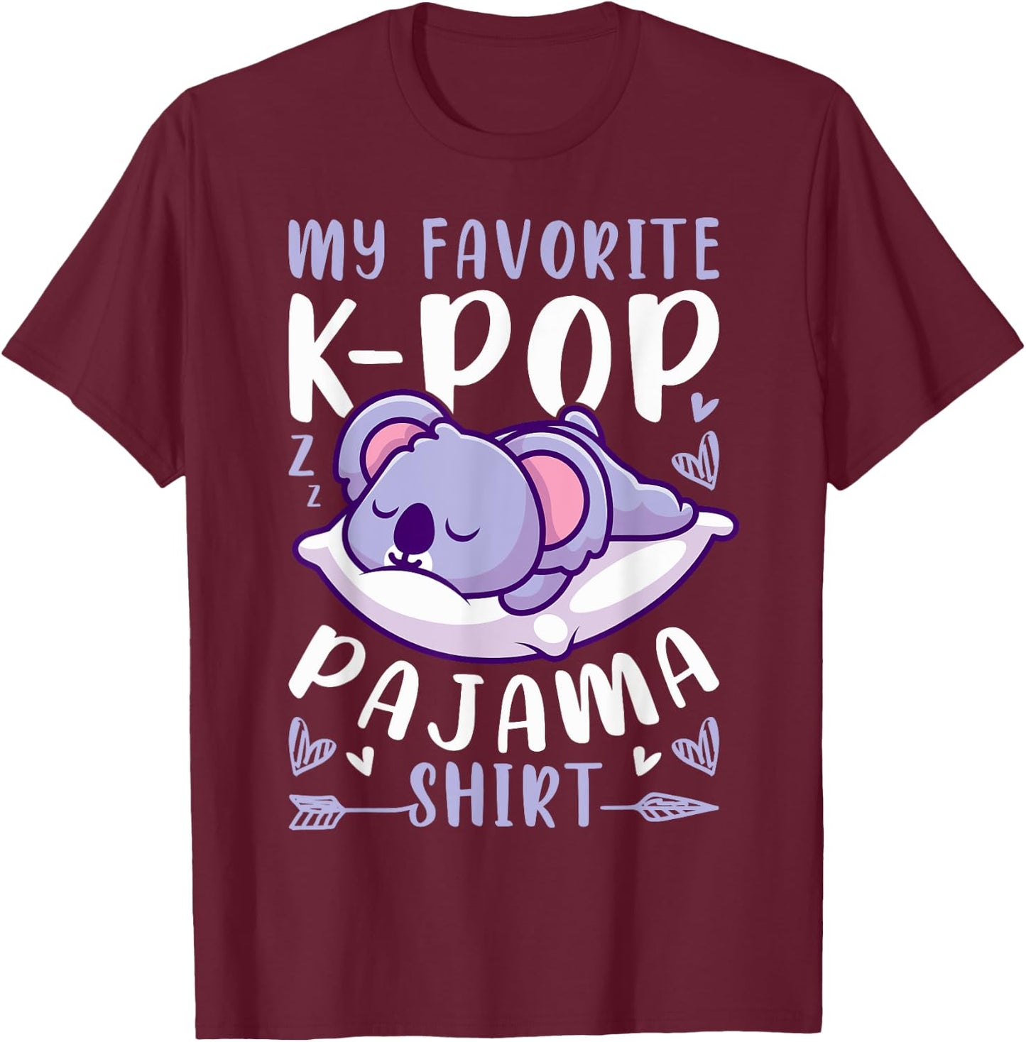 K-Pop Music, Sleeping Koala, K-Pop Pajama T-Shirt - T-Shirt | Maroon