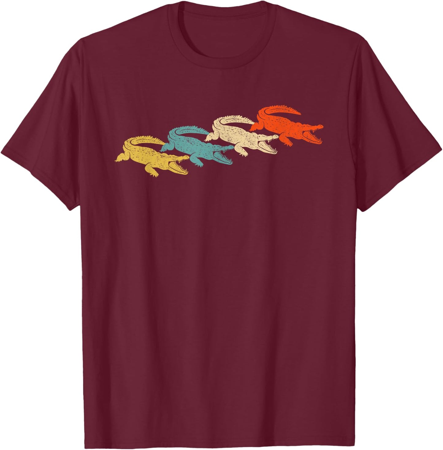 Retro Crocodile Alligator T-Shirt - T-Shirt | Maroon