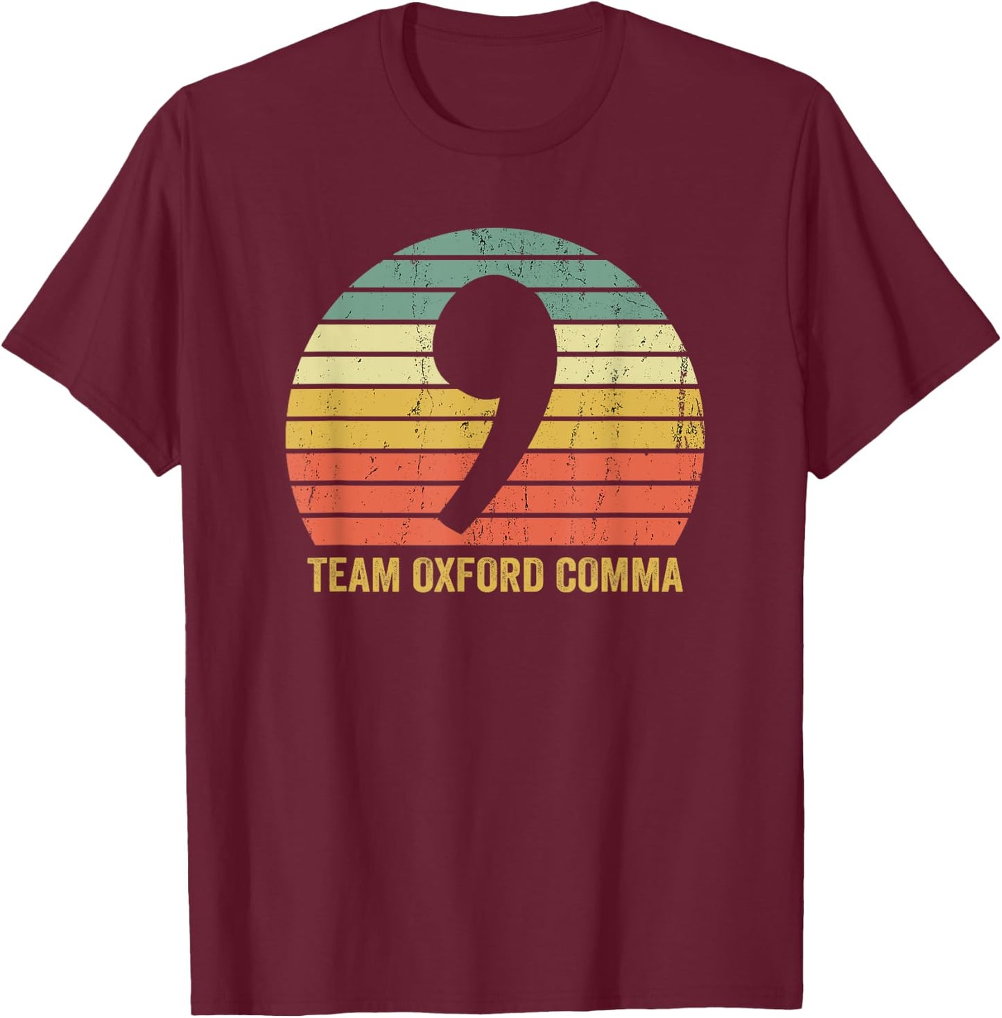 Vintage Team Oxford Comma Grammar Police English Nerd Gift T-Shirt - T-Shirt | Maroon