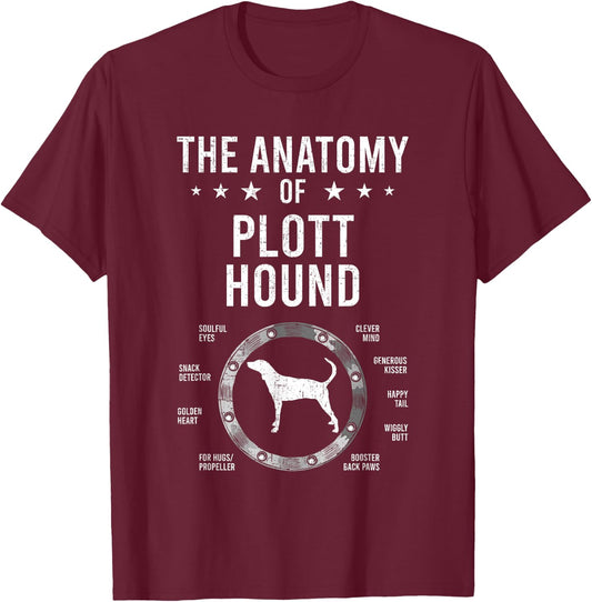 Anatomy of Plott Hound Dog Lover T-Shirt - T-Shirt | Maroon