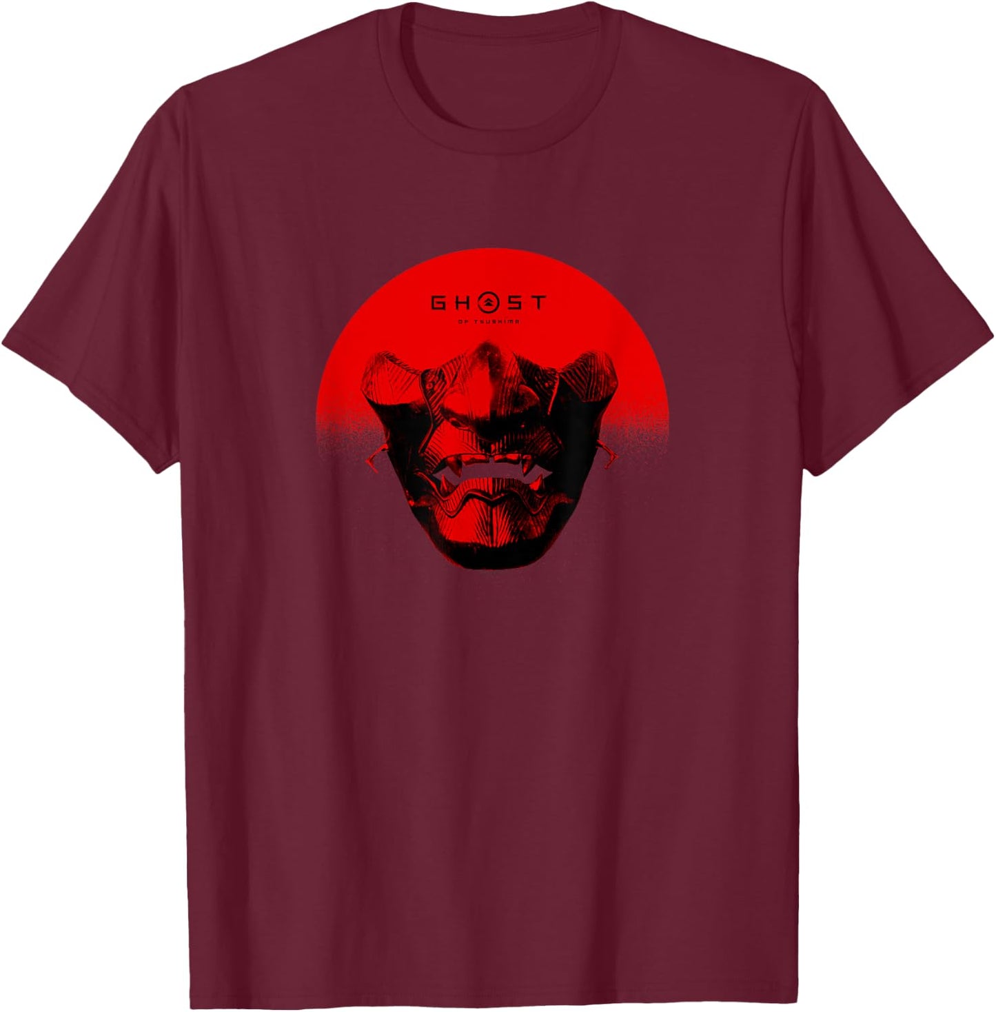 Ghost of Tsushima Half Sun Mask T-Shirt - T-Shirt | Maroon