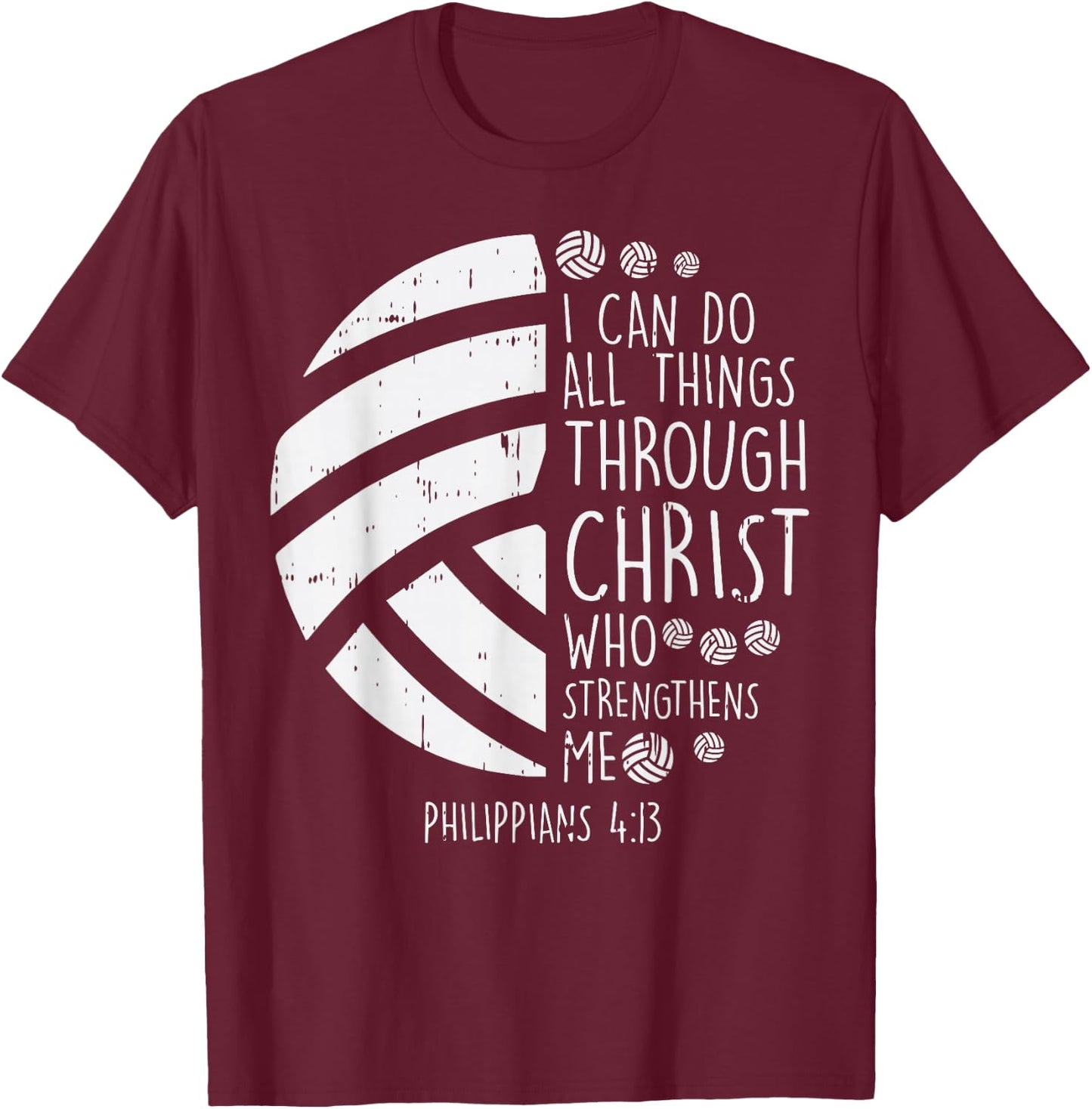 Volleyball i can do things Bible Verse God Jesus Gift T-Shirt - T-Shirt | Maroon
