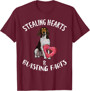 Stealing Hearts Blasting Farts Treeing Walker Coonhound Dog T-Shirt - T-Shirt | Maroon