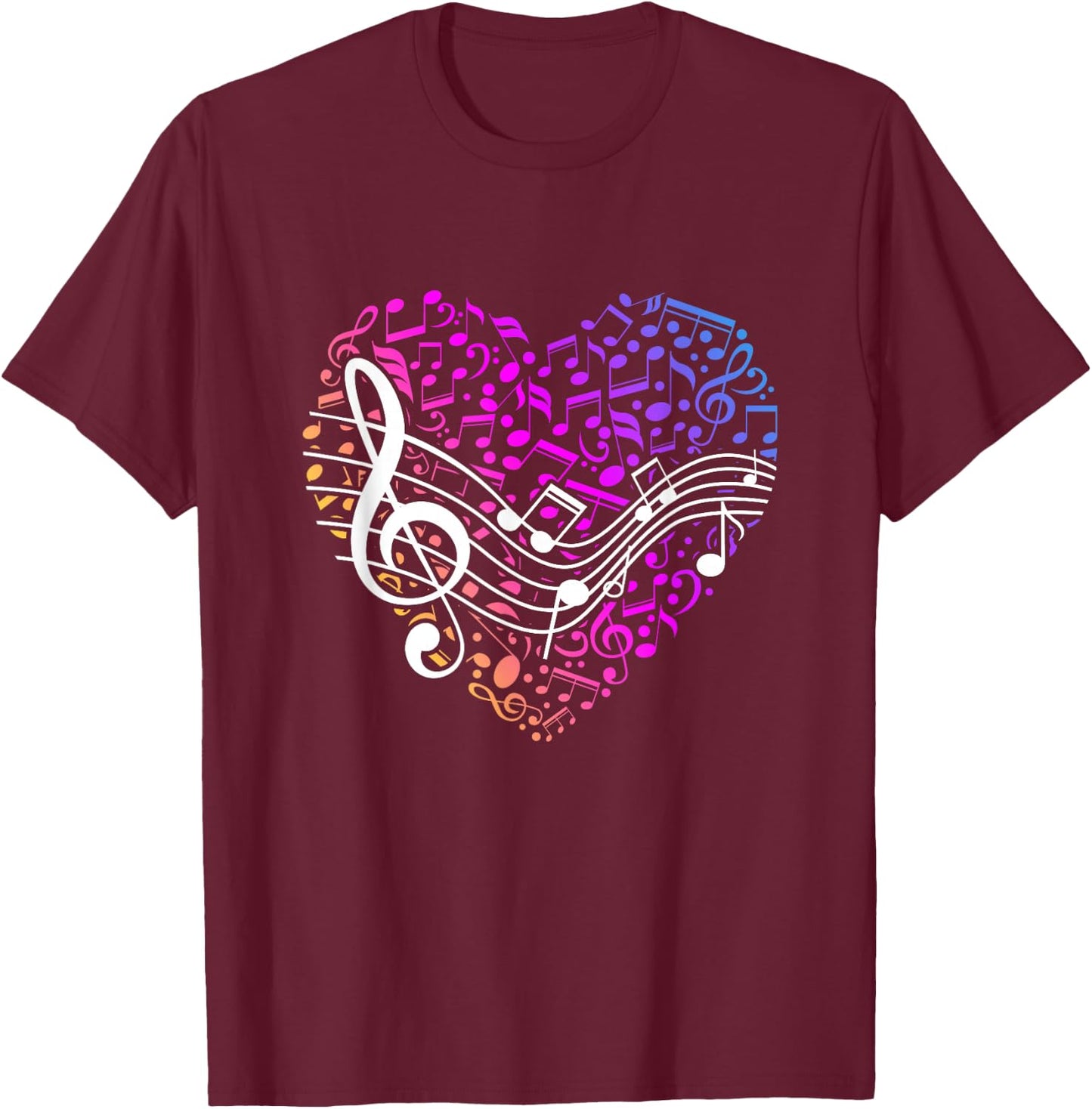 Music Heart Gift Valentine's Day Treble Clef T-Shirt - T-Shirt | Maroon