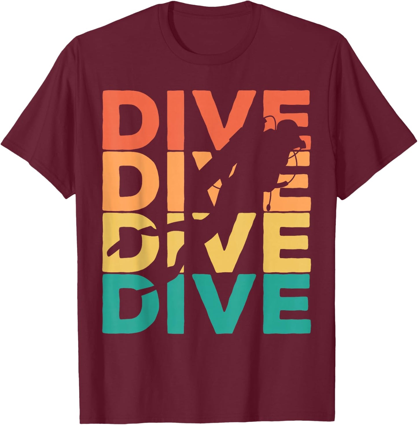 Retro Vintage Diving Gift Scuba Divers T-Shirt - T-Shirt | Maroon