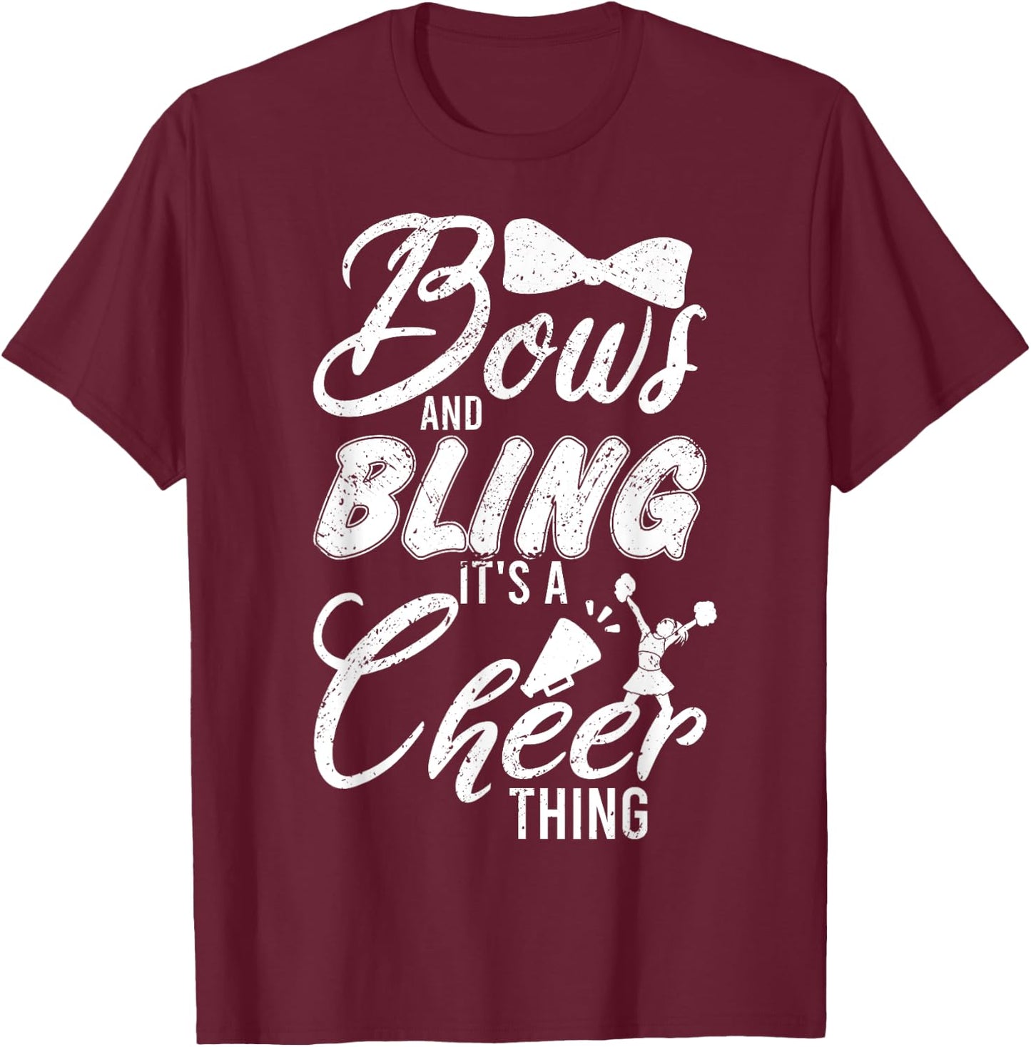Youth Team Cute Cheerleader Bows And Bling Its A Cheer Thing T-Shirt - T-Shirt | Maroon