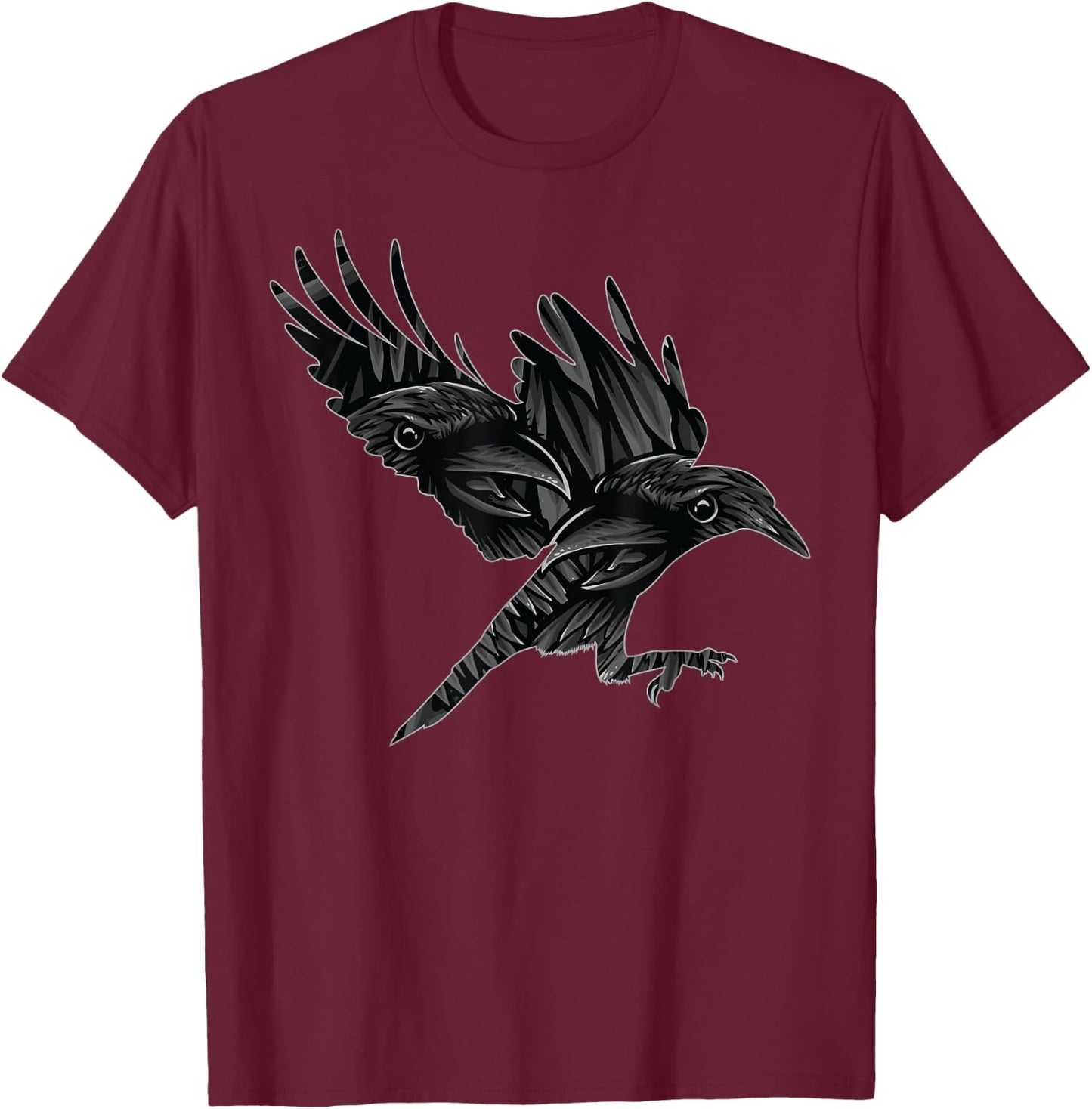Gothic Animal Creepy Forest Bird Raven Spooky Black Raven T-Shirt - T-Shirt | Maroon