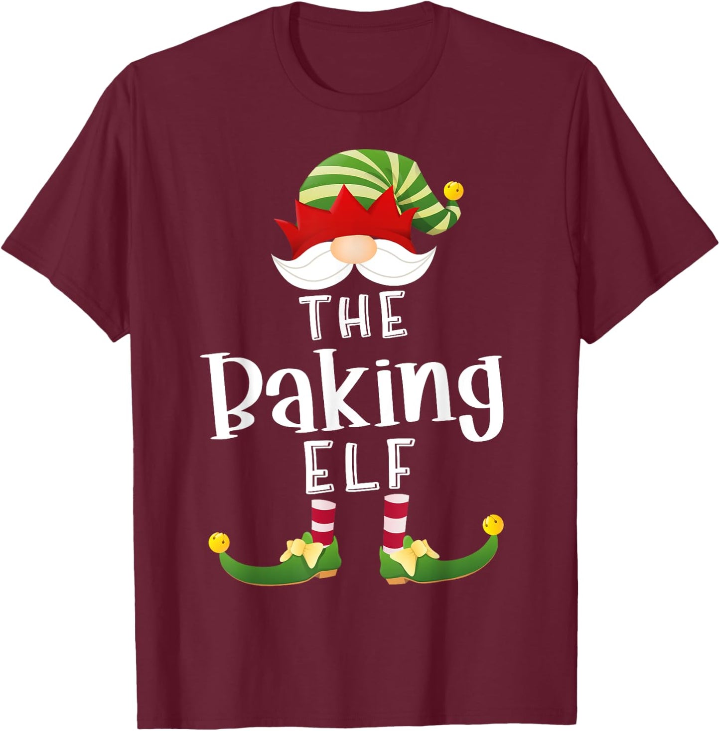 Baking Elf Group Christmas Funny Pajama Party T-Shirt - T-Shirt | Maroon