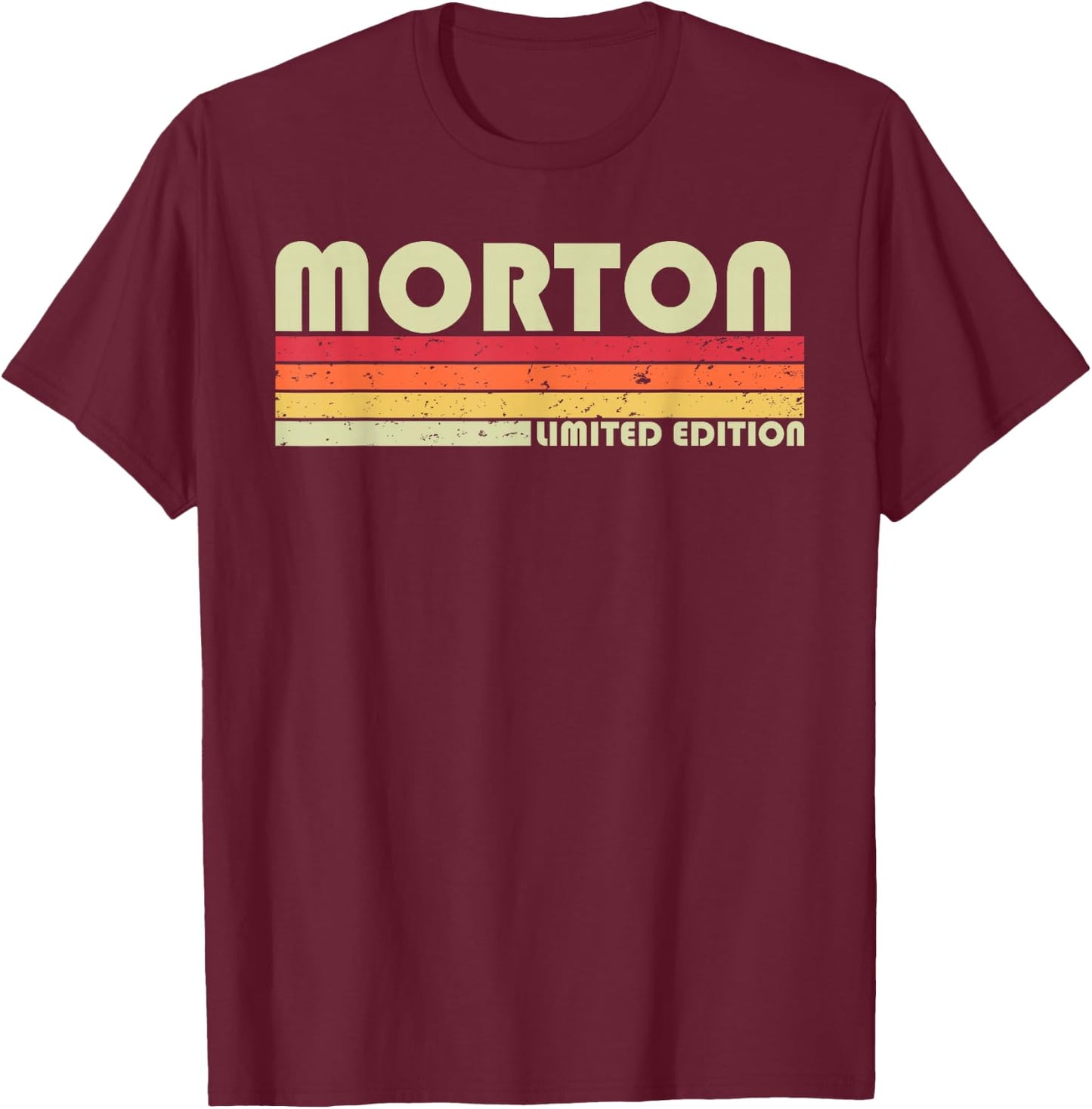 MORTON Surname Funny Retro Vintage 80s 90s Birthday Reunion T-Shirt - T-Shirt | Maroon