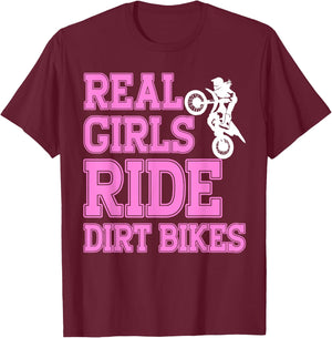 Braap Women Motorcycle Motocross Shirt Girl Dirt Bike T-Shirt - T-Shirt | Maroon