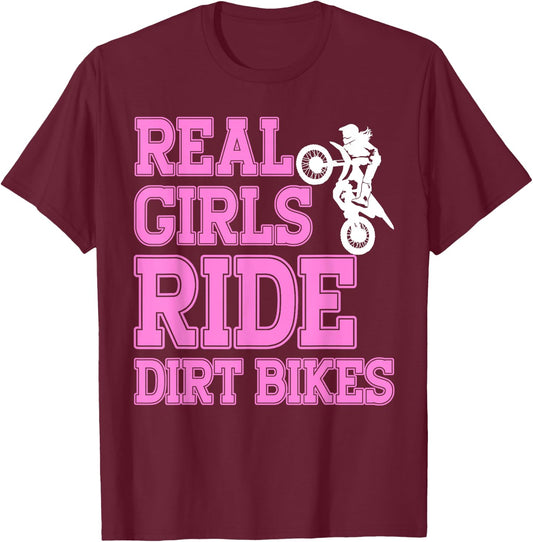 Braap Women Motorcycle Motocross Shirt Girl Dirt Bike T-Shirt - T-Shirt | Maroon