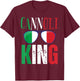Funny Cannoli King Italian Saying Italy Flag Sunglasses T-Shirt - T-Shirt | Maroon