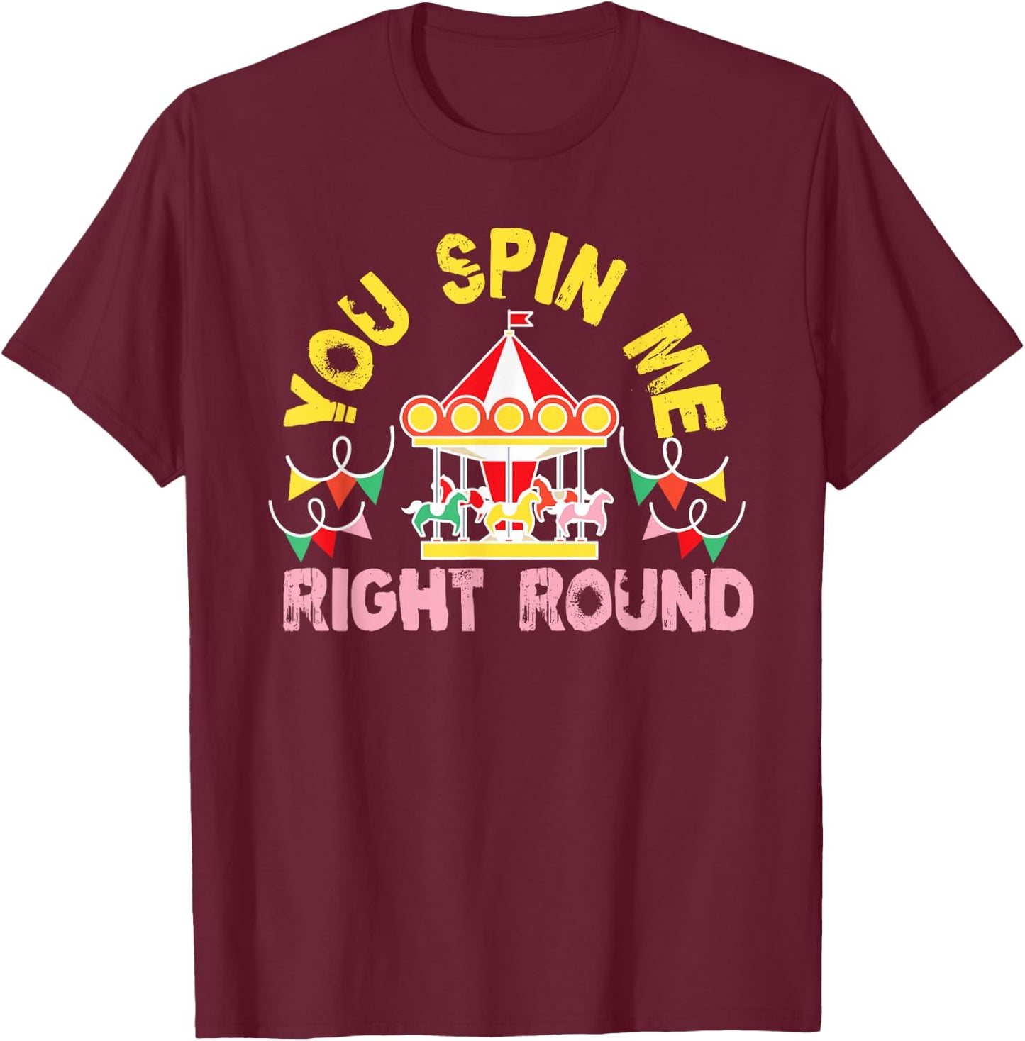 Cute Carousel Horse Merry-Go-Round for Girls T-Shirt - T-Shirt | Maroon