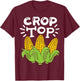 Corn Farm Farmer Co. Women's Black Cartoon Crop Top T-Shirt - T-Shirt | Maroon