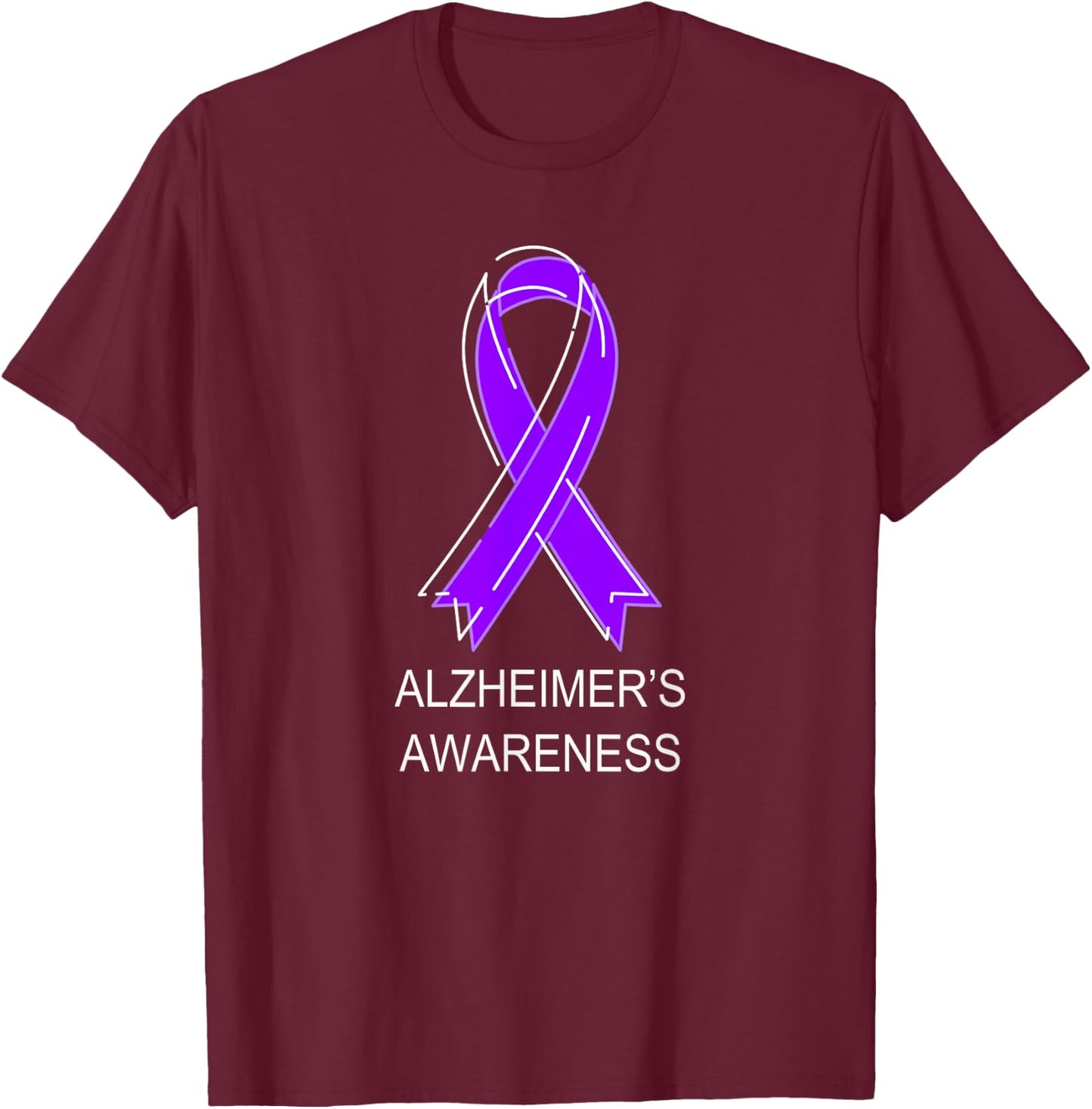 Alzheimer's Awareness Purple Ribbon T-Shirt - T-Shirt | Maroon