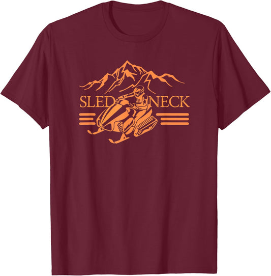 Sledneck Duo-tone Snowmobiling Slogan T-Shirt - T-Shirt | Maroon