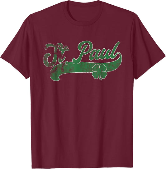 St. Paul Shamrock St. Patrick's Day Saint Paddy's Irish T-Shirt - T-Shirt | Maroon