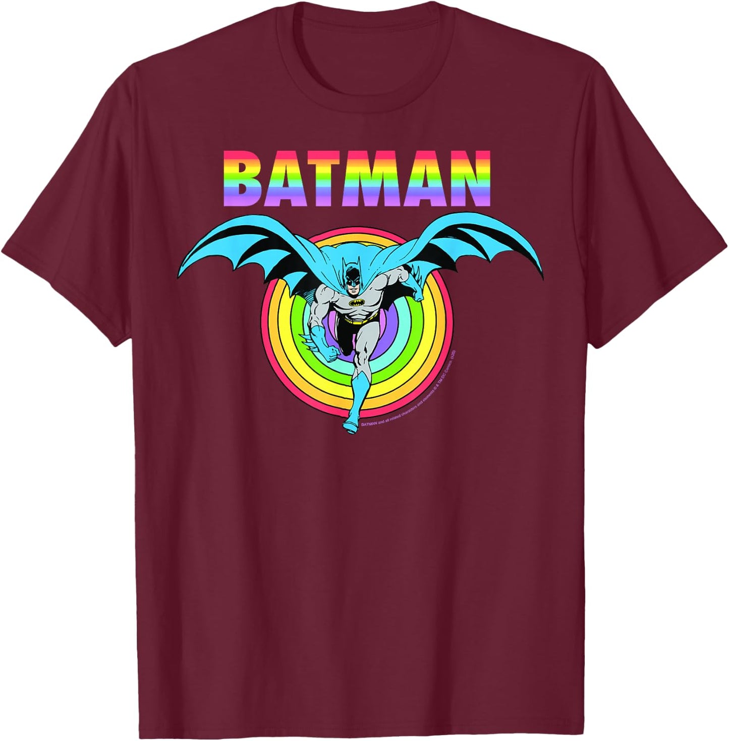 DC Comics Pride Batman Rainbow Run T-Shirt - T-Shirt | Maroon