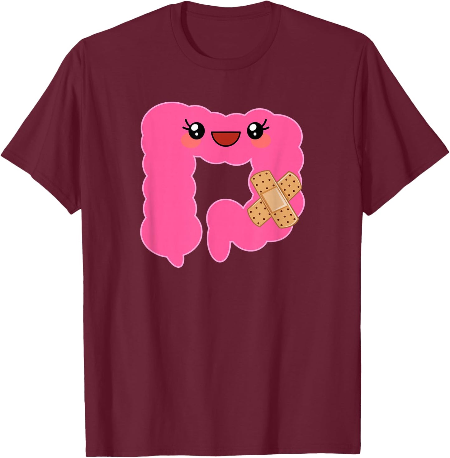 Funny Colon Crohns Disease Colitis Surgery Gift - Funny Colon - Adult - Black - Small - Short Sleeve - Cotton 60% Polyester 40% T-Shirt - T-Shirt | Maroon
