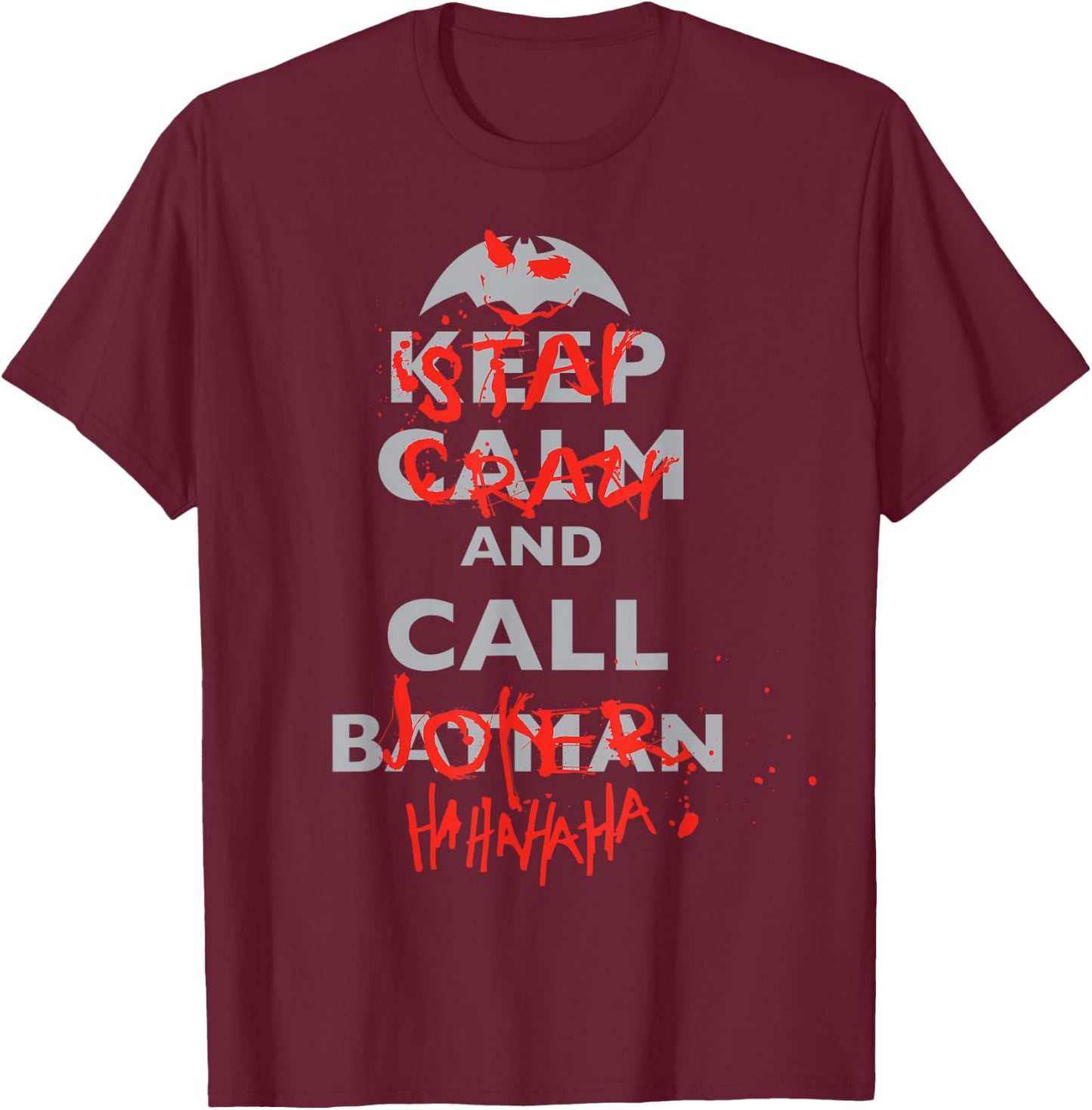 DC Joker Text Stay Crazy T-Shirt - T-Shirt | Maroon