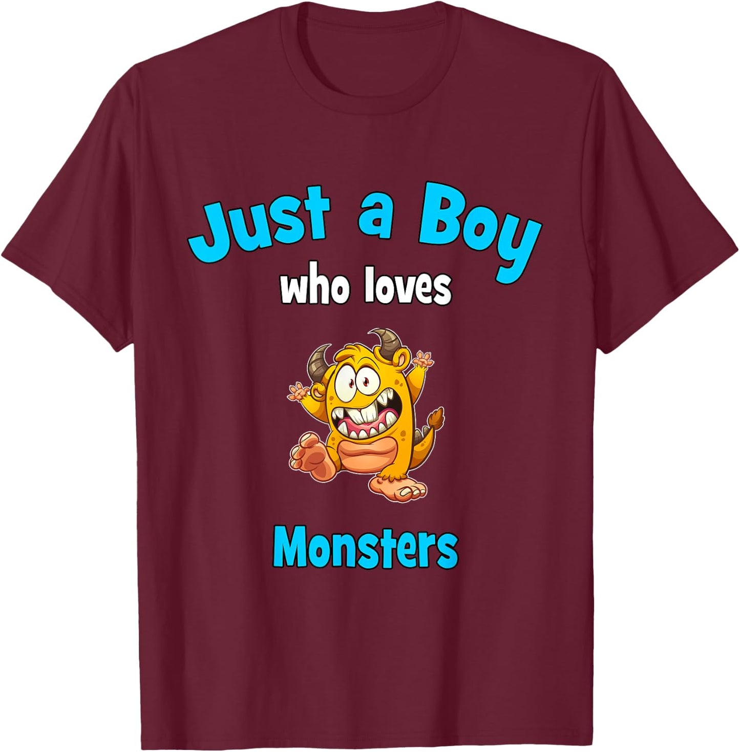 Boys Monster | Kids Monster T-Shirt - T-Shirt | Maroon