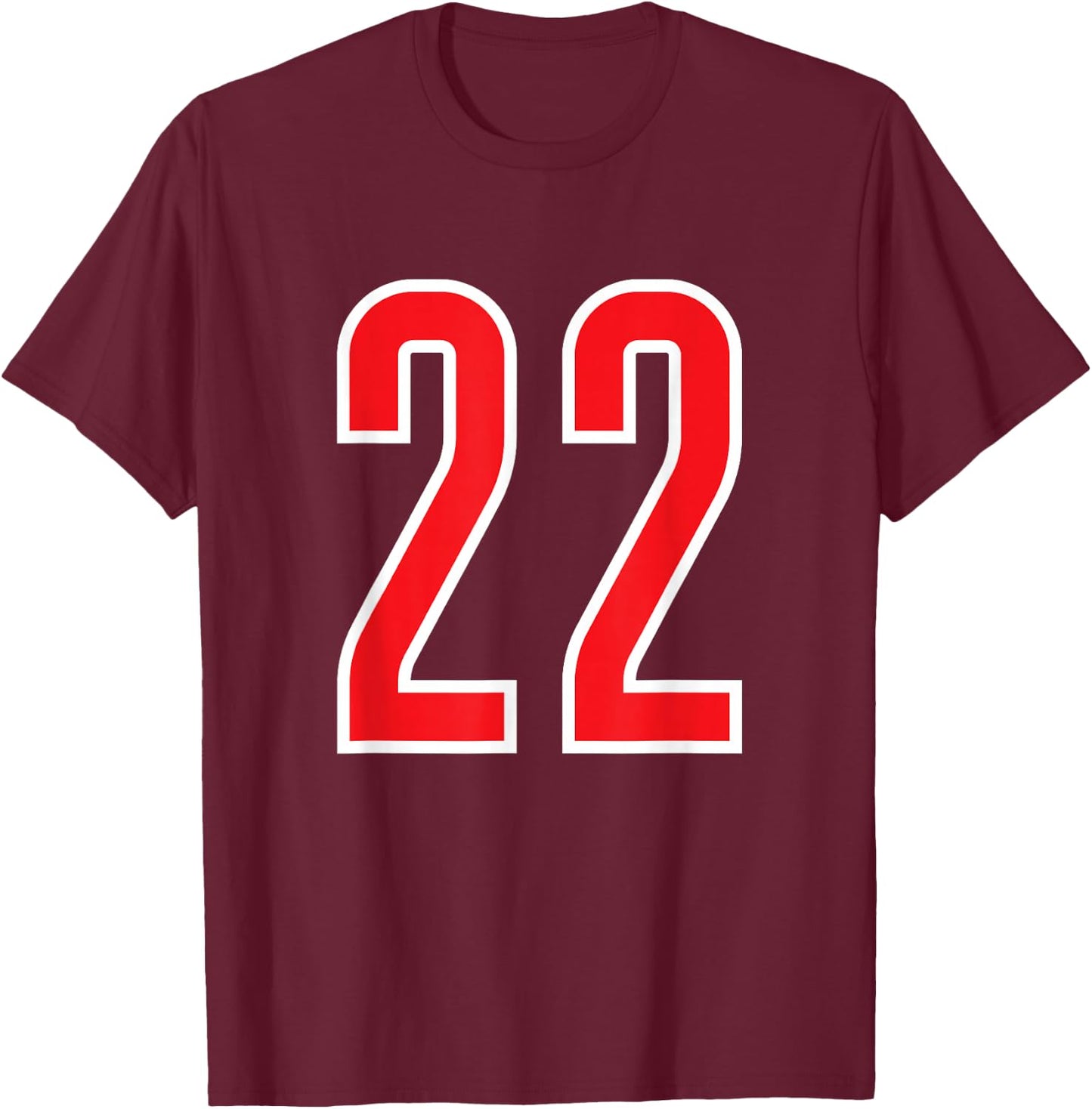 Number White Red Sports Team Number 22 T-Shirt - T-Shirt | Maroon