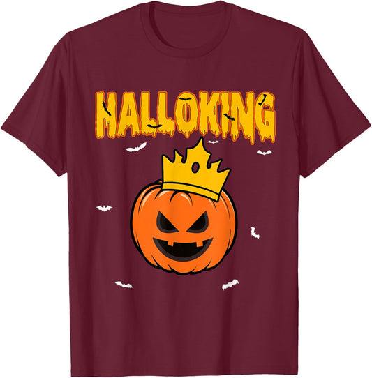 Halloking Halloween King Evil Pumpkin with Vintage Crown T-Shirt - T-Shirt | Maroon