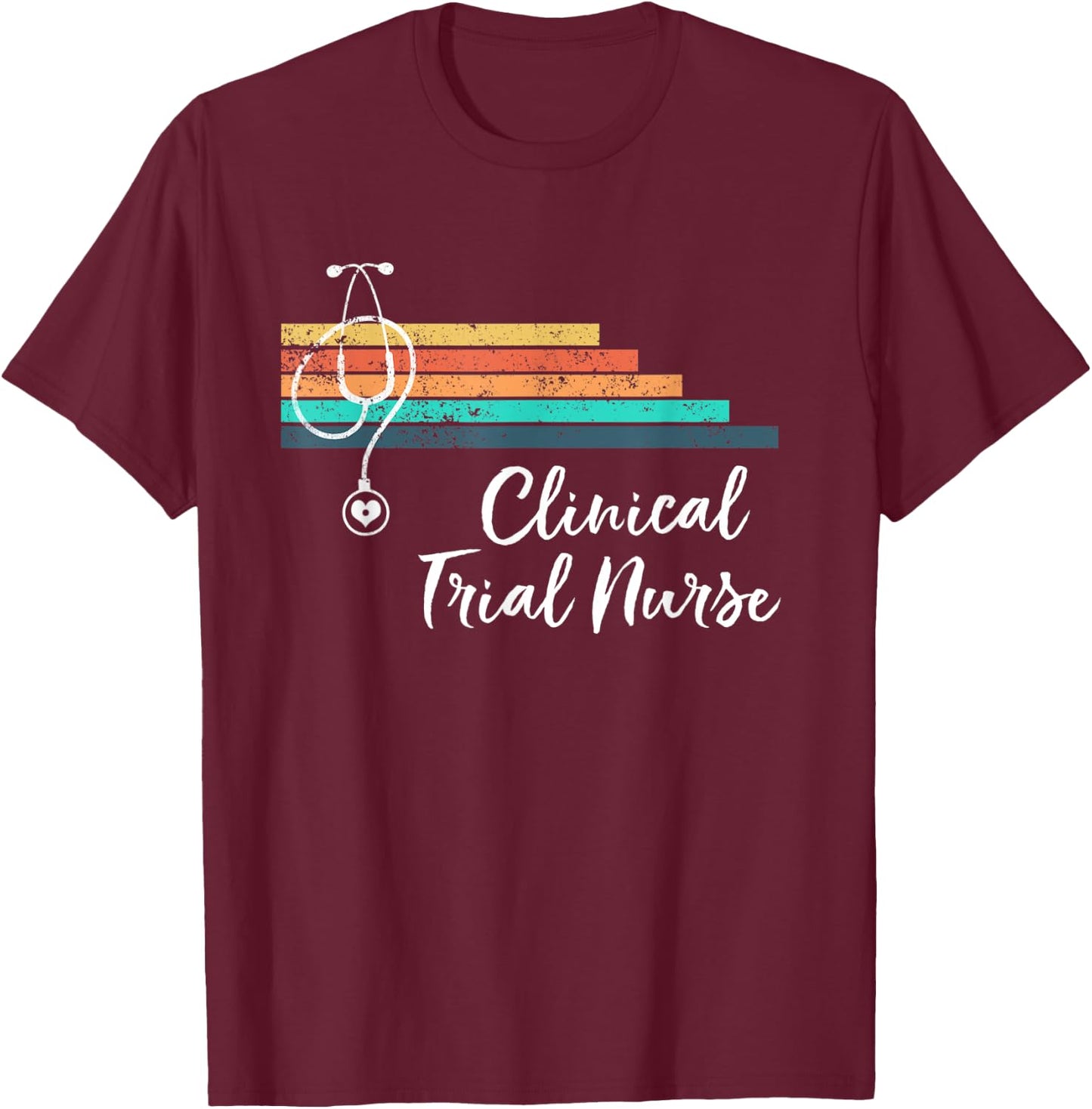 Retro Vintage Medical Stethoscope Clinical Trial Nurse T-Shirt - T-Shirt | Maroon