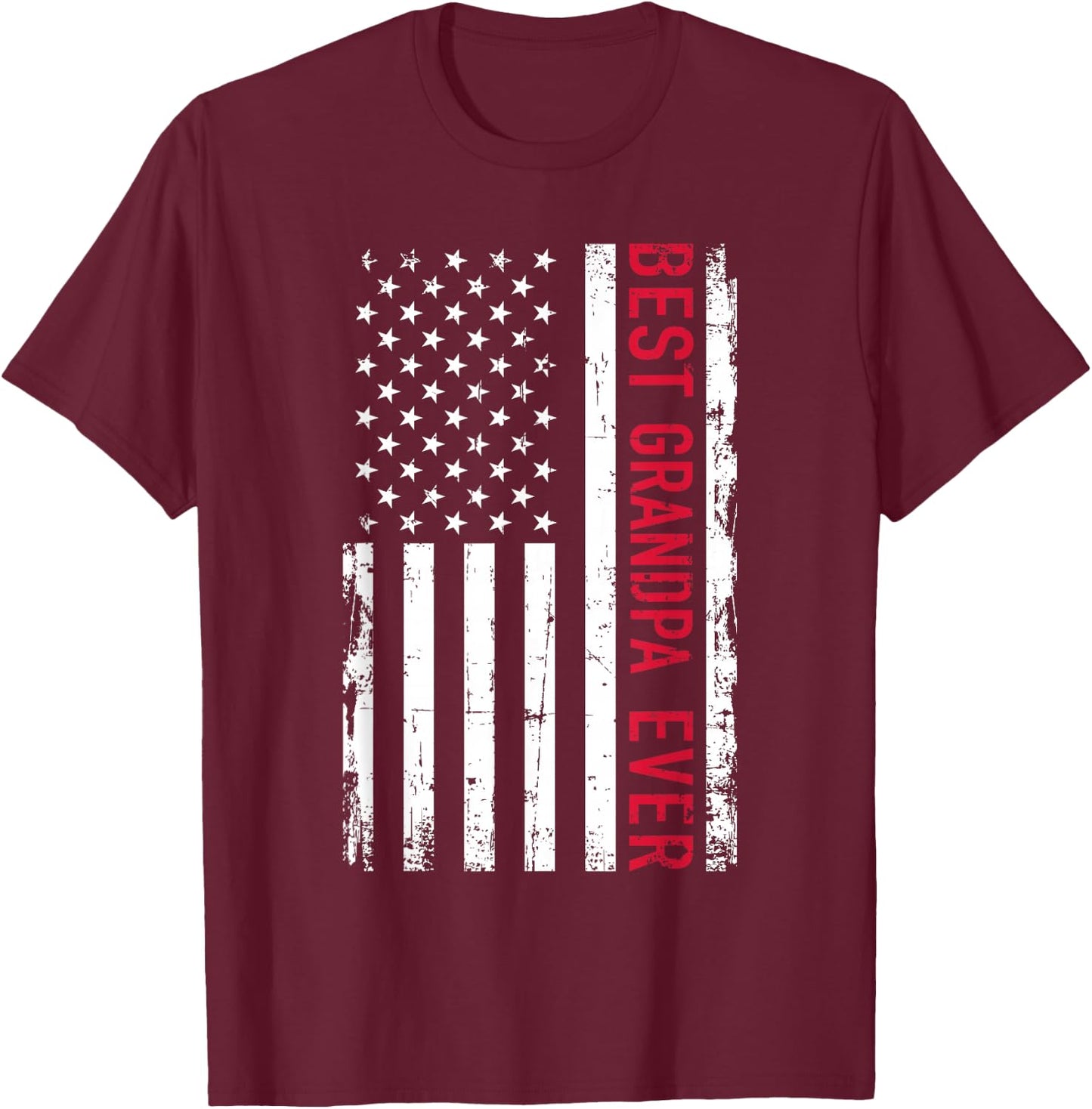 Best Grandpa Ever US American Flag T-Shirt - T-Shirt | Maroon
