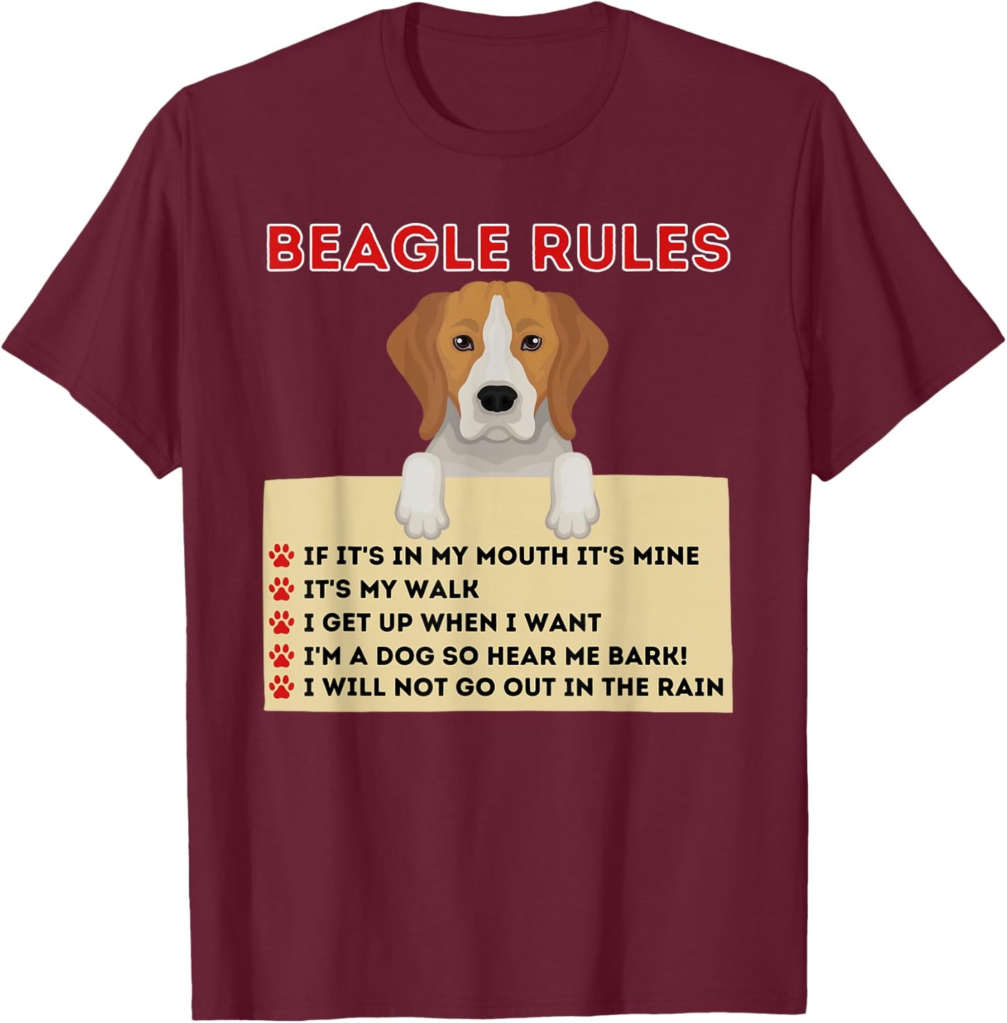 Beagle Rules For Owner - Funny Beagle Dog Lover Pet Owner Men Women Kids T-Shirt - T-Shirt | Maroon