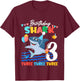 Baby Cute Shark Birthday Boy 3 Year Old Gift - Three Three T-Shirt - T-Shirt | Maroon