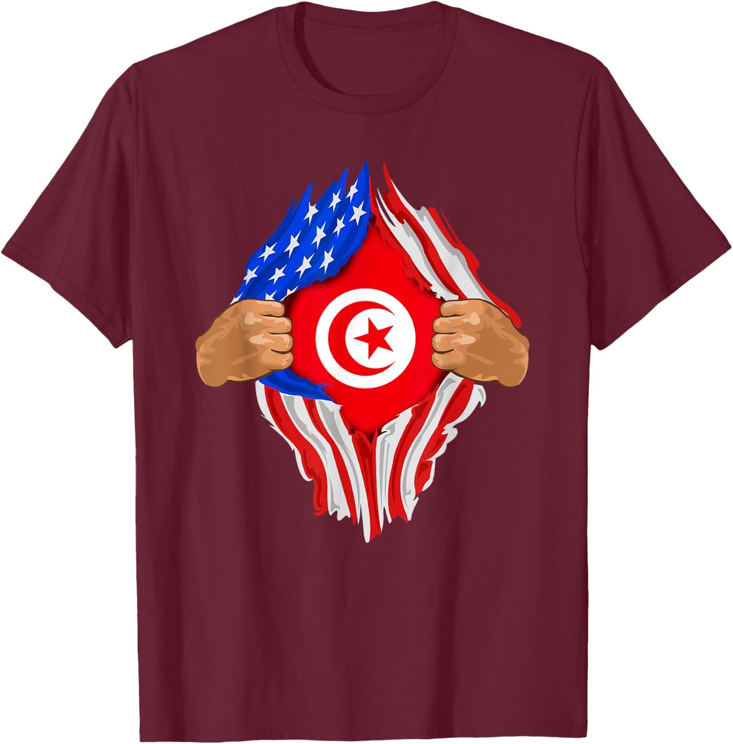 Tunisian Blood Inside Me | Tunisia Flag Gift T-Shirt - T-Shirt | Maroon