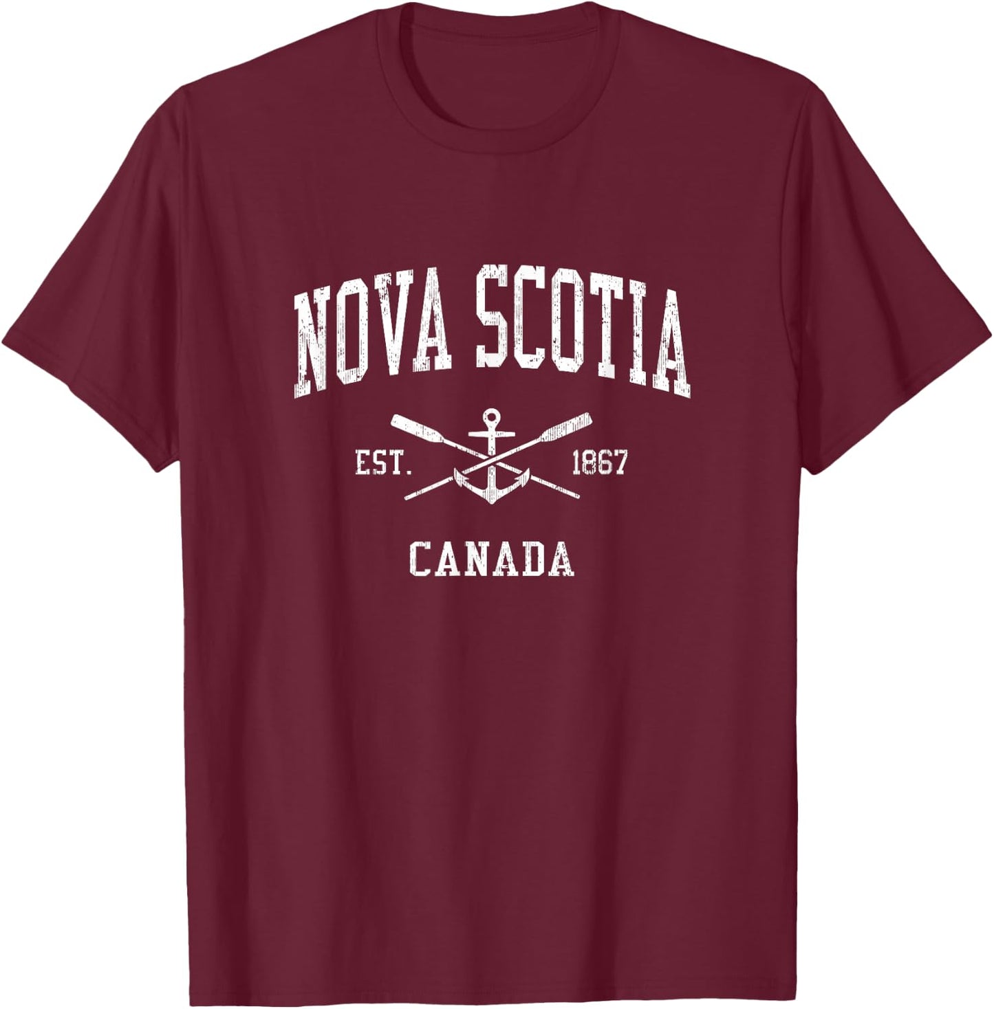 Nova Scotia Vintage Crossed Oars & Boat Anchor Sports T-Shirt - T-Shirt | Maroon