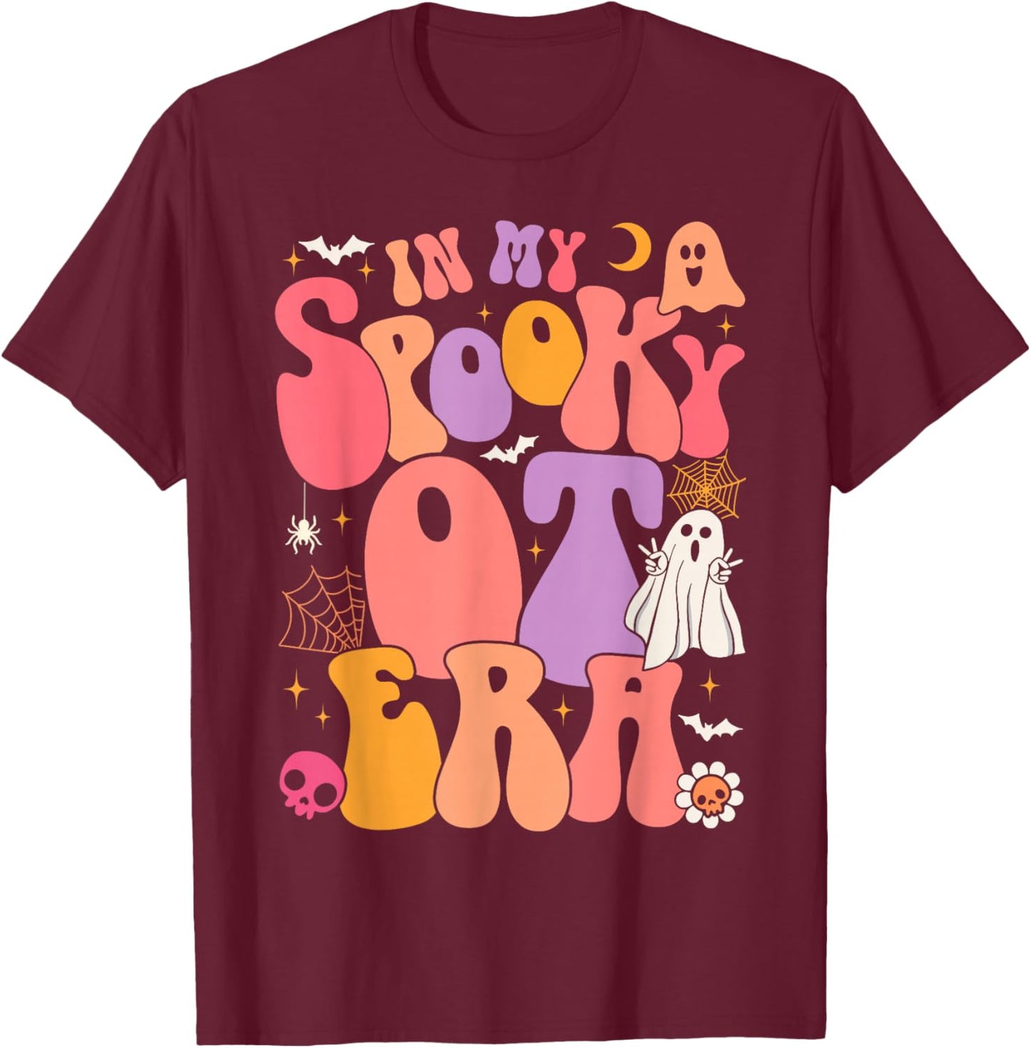 Halloween Groovy In My Spooky OT Era Occupational Therapy T-Shirt - T-Shirt | Maroon