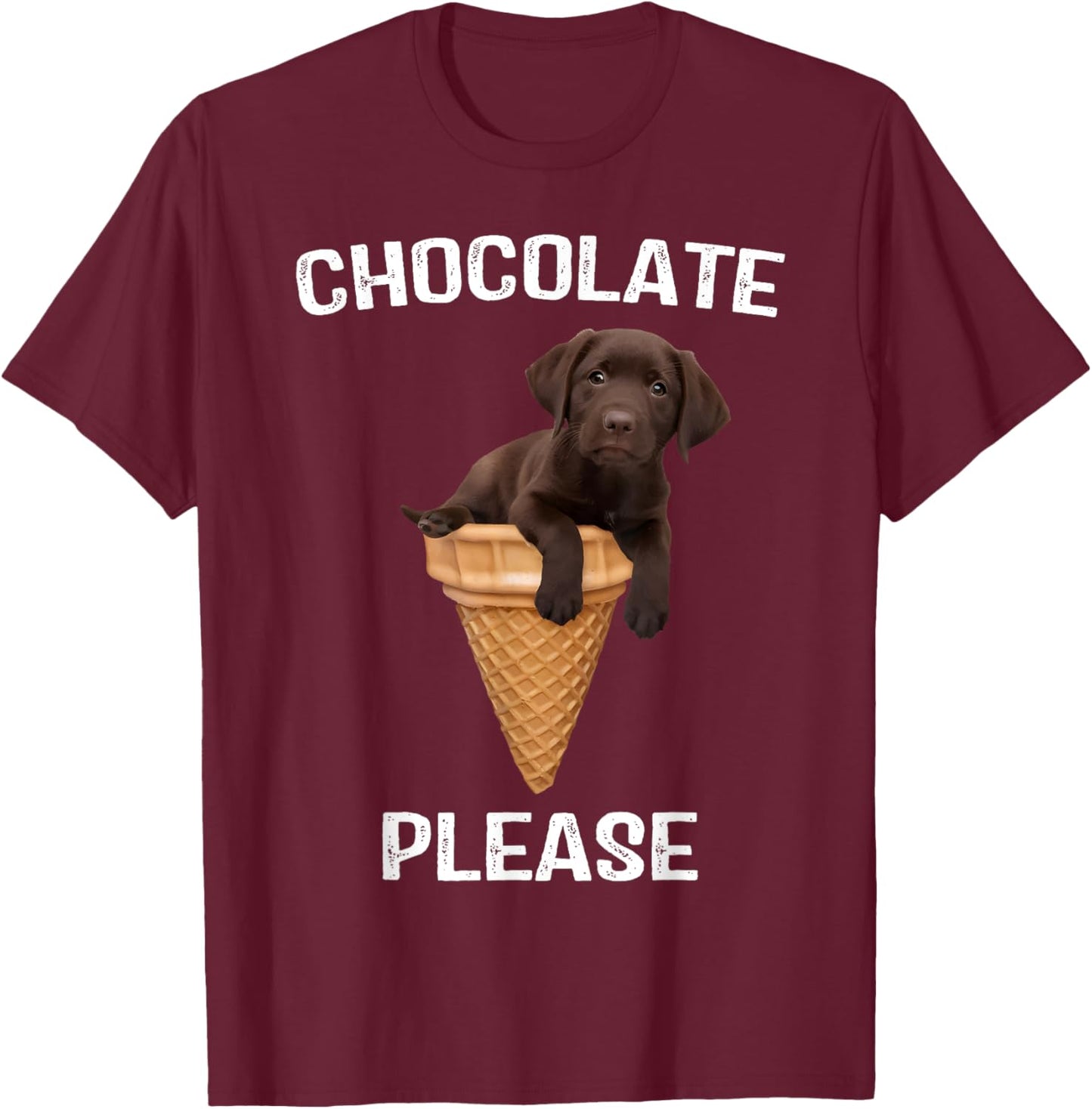 Chocolate Lab Waffle Cone Ice Cream Cute Labrador Puppy Dog Men Women Kids T-Shirt - T-Shirt | Maroon