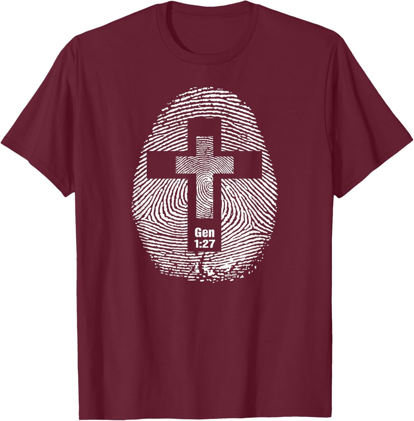 FINGERPRINT AND CROSS Design Christian-inspired ideas T-Shirt - T-Shirt | Maroon