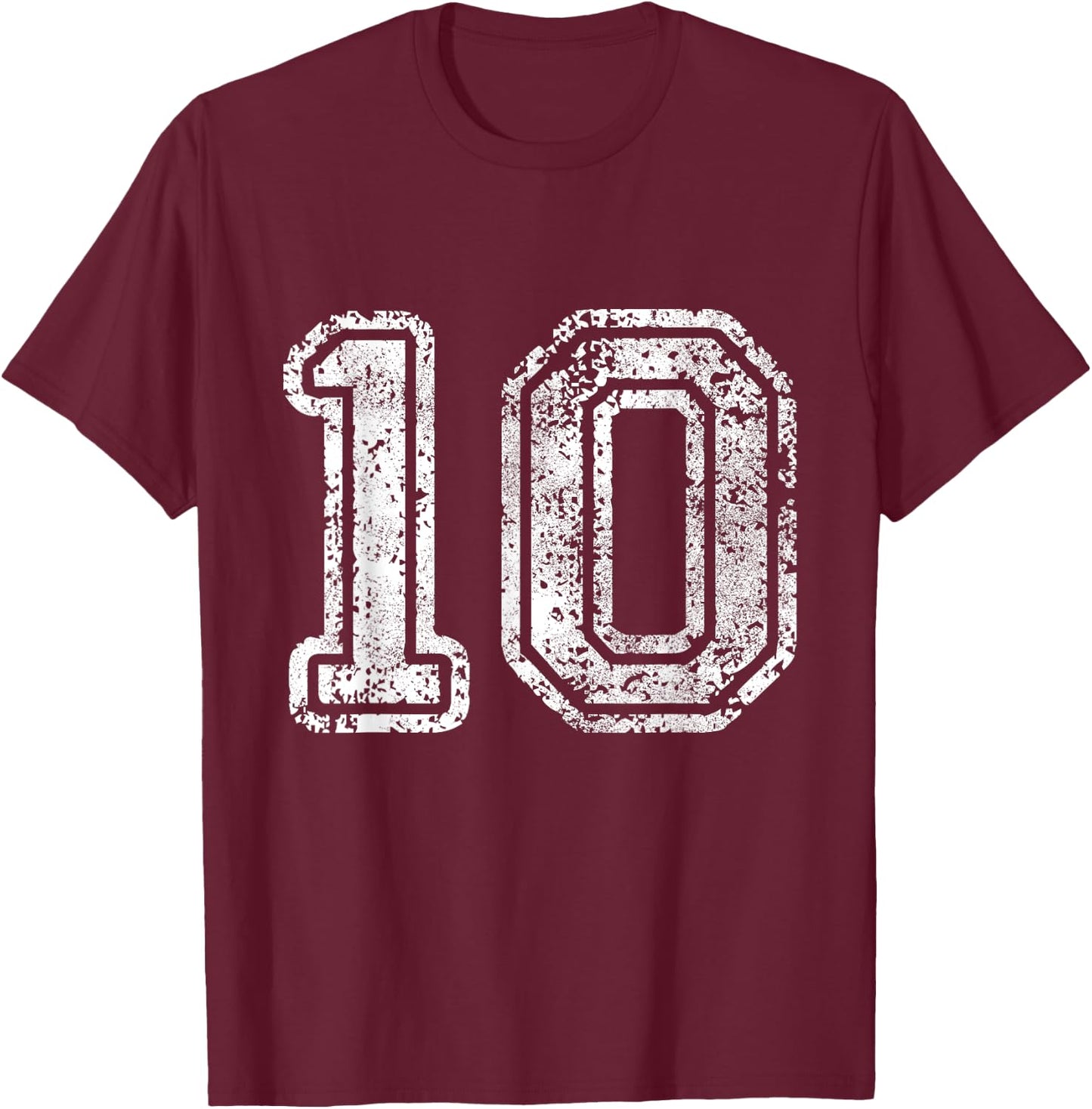 Jersey Number 10 Ten Football Number Baseball Sport T-Shirt - T-Shirt | Maroon