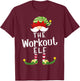 Workout Elf Group Christmas Funny Pajama Party T-Shirt - T-Shirt | Maroon
