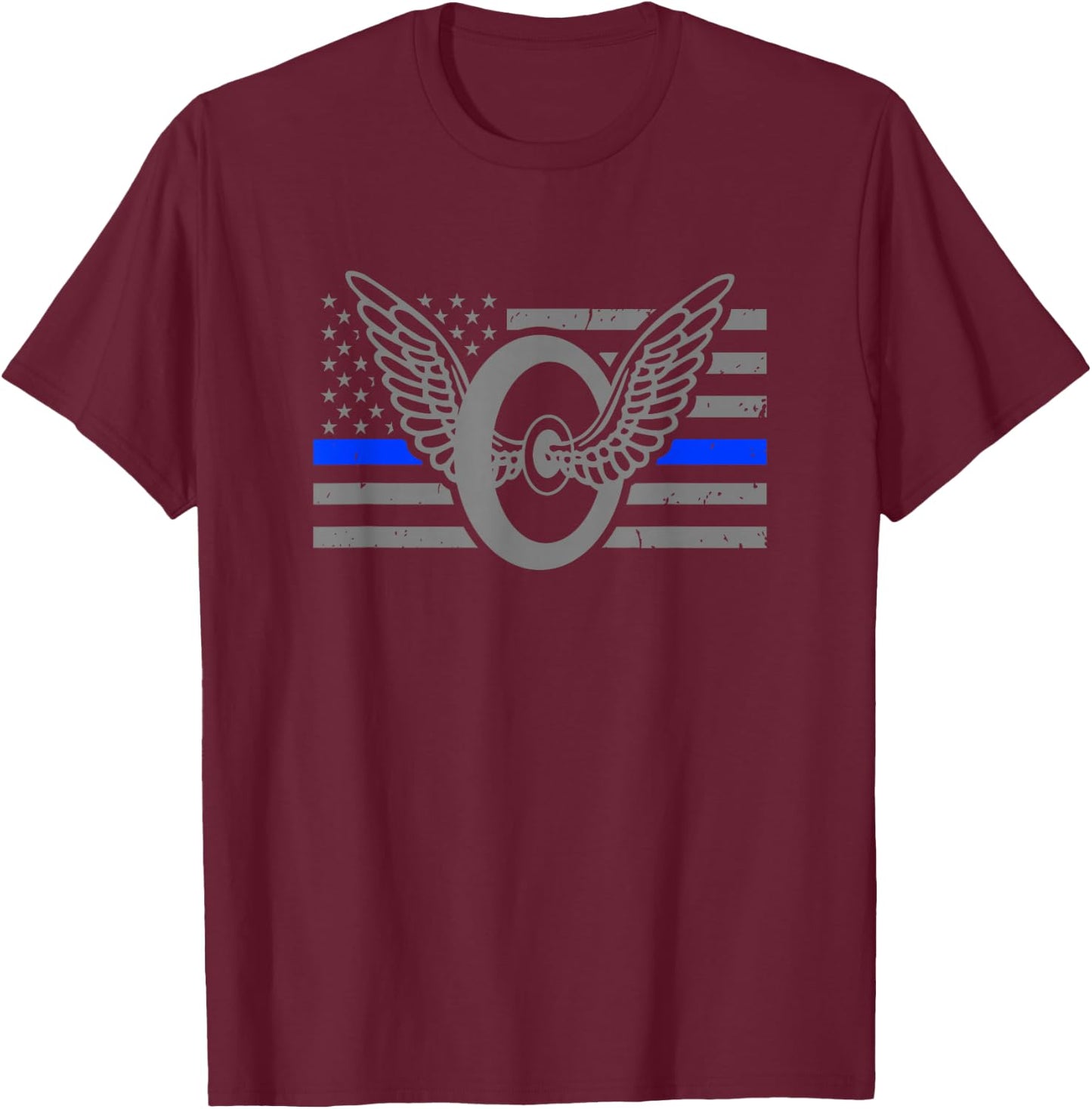 Motor Officer - Thin Blue Line Flag - Motorcycle Cop T-Shirt - T-Shirt | Maroon