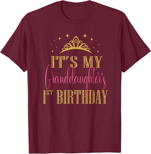 It's My Granddaughter 1st Birthday Girls Party Matching T-Shirt - T-Shirt | Maroon