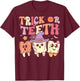 Groovy Dental Halloween Retro Trick or Teeth Floral Ghost T-Shirt - T-Shirt | Maroon