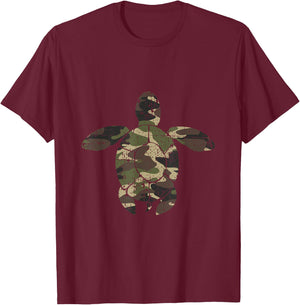 Camo Print Sea Turtle Shirt T-Shirt - T-Shirt | Maroon