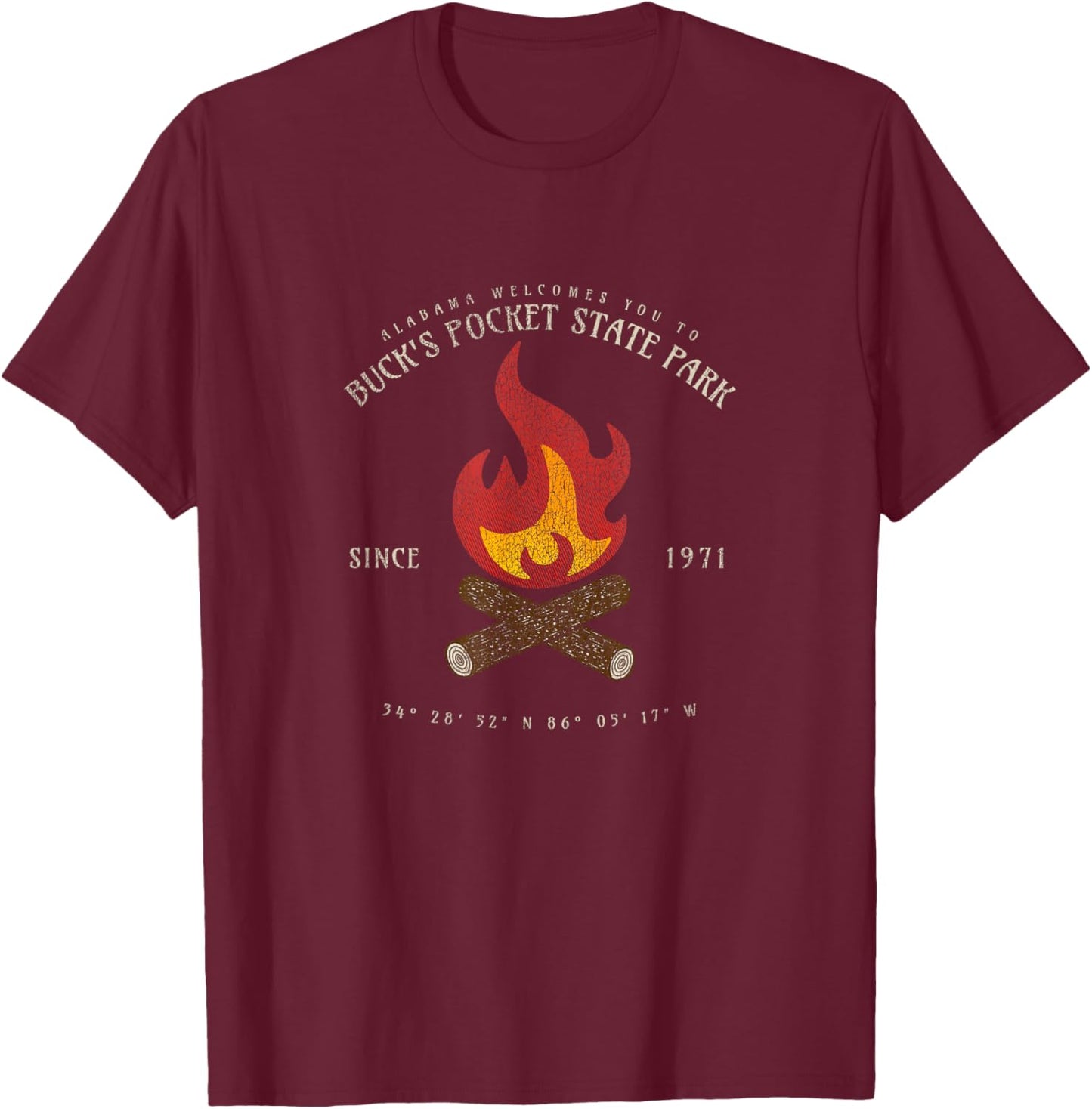 Buck's Pocket State Park Alabama Camp Souvenir Bucks Pocket T-Shirt - T-Shirt | Maroon