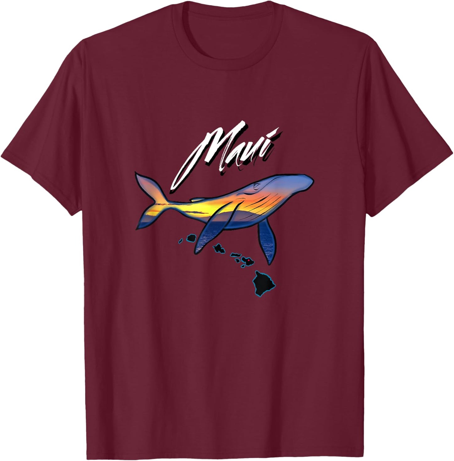 Maui Humpback Whale T-Shirt - T-Shirt | Maroon