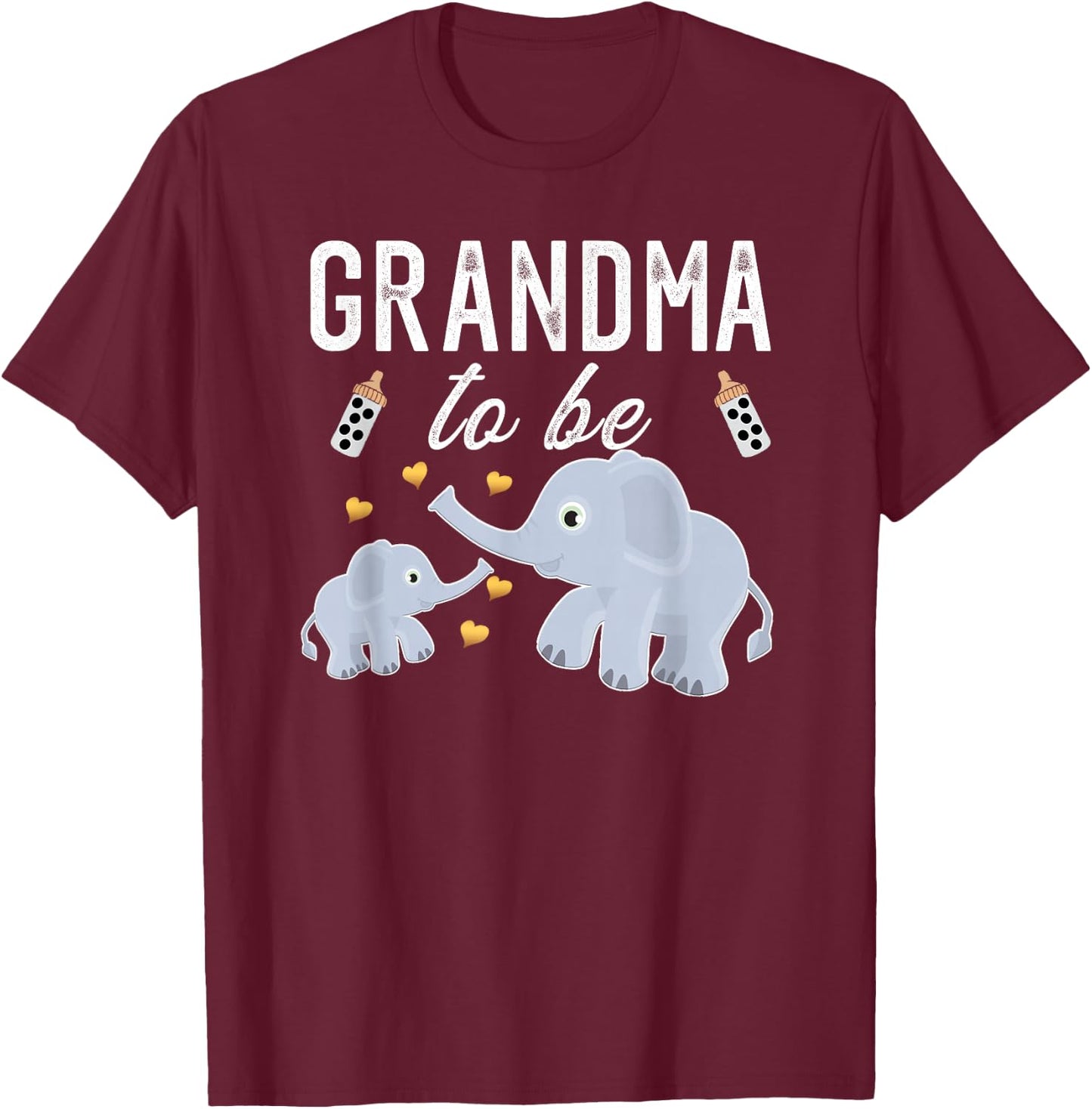 Grandma to Be Elephant Baby Shower Grandma Cute T-Shirt - T-Shirt | Maroon